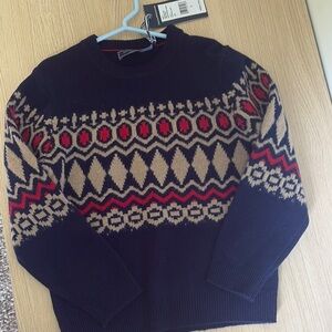 Navy and Red Patterned kids Sweater vineyard vine - merino wool